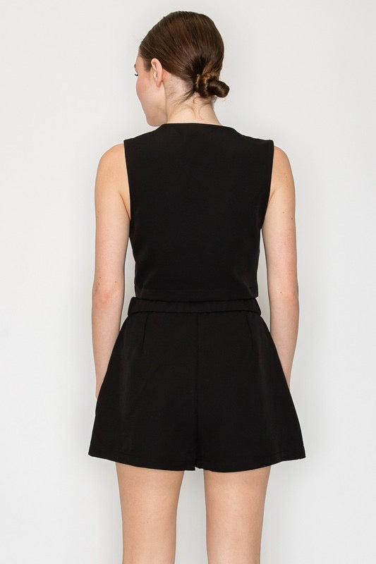 
                  
                    Buttoned V-neck Crop Vest Top
                  
                