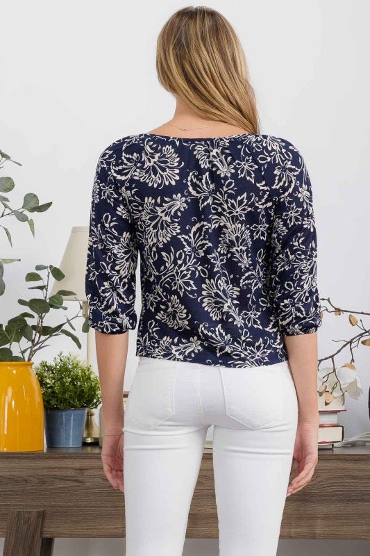 
                  
                    Floral Knit Gauze Button Front Tie Peasant
                  
                