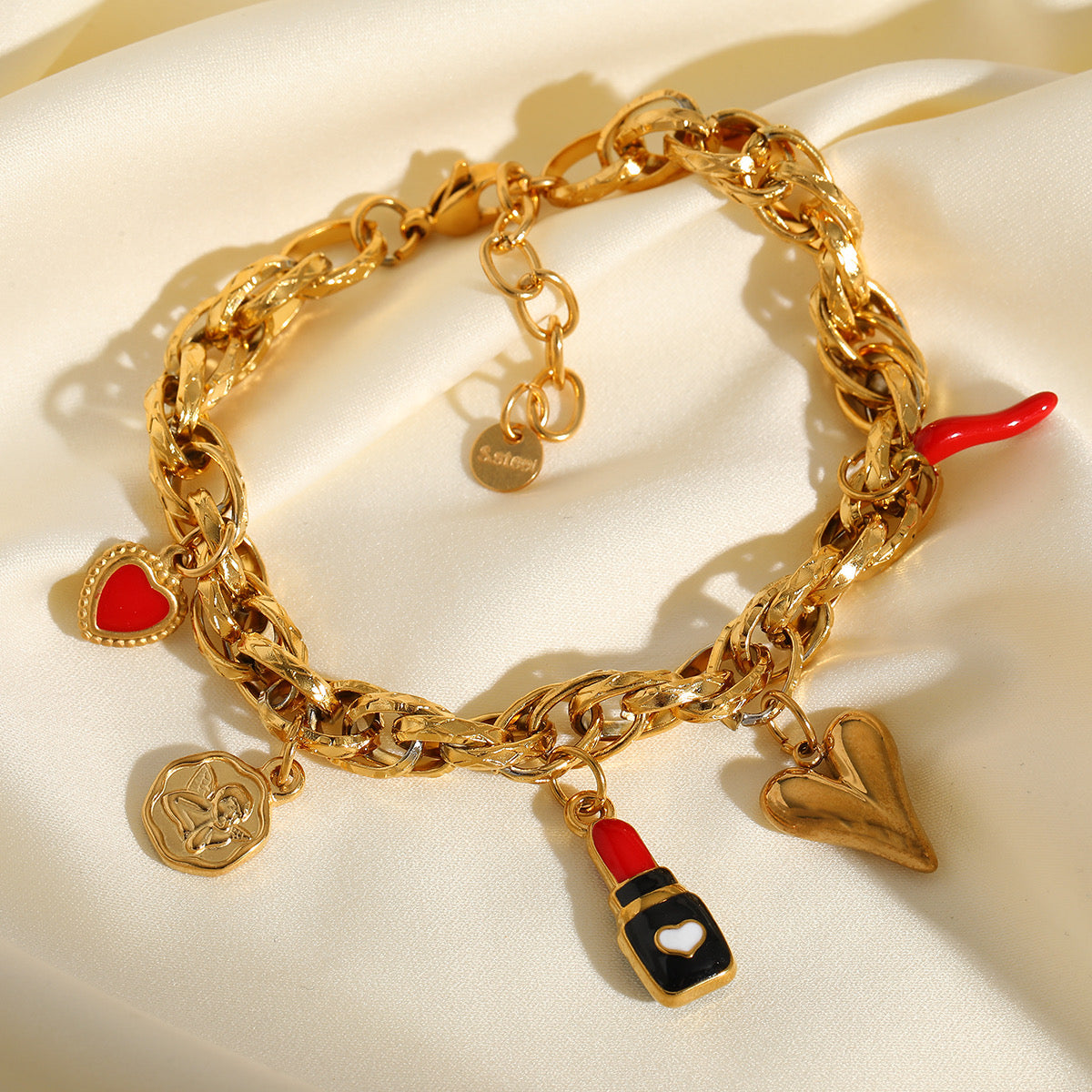 Cute Basic Simple Style Lipstick Heart Shape Chili 304 Stainless Steel 18K Gold Plated