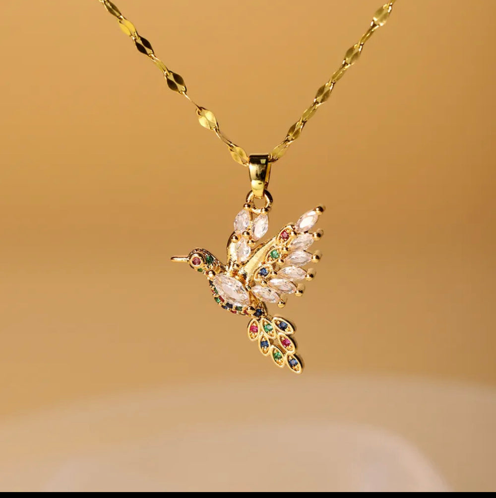 Jewelry Elegant Glam Luxurious Bird Stainless Steel Zircon Plating Inlay Pendant Necklace
