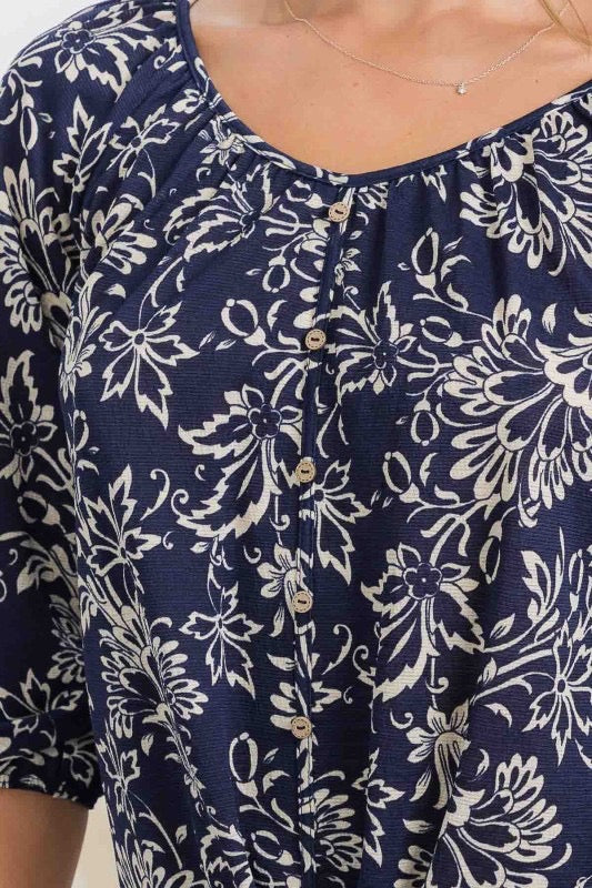 
                  
                    Floral Knit Gauze Button Front Tie Peasant
                  
                
