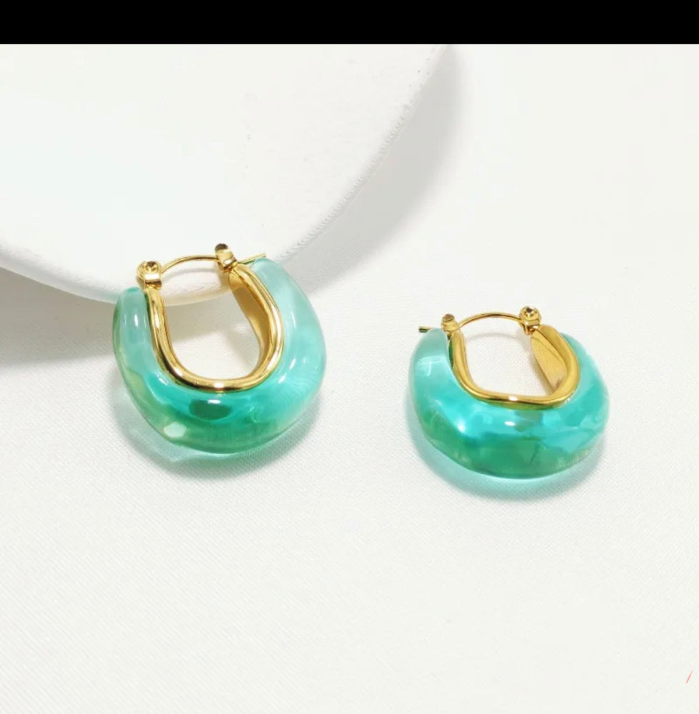 Elegant pastoral commute u-shaped epoxy 304 stainless steel 18k plated Earrings