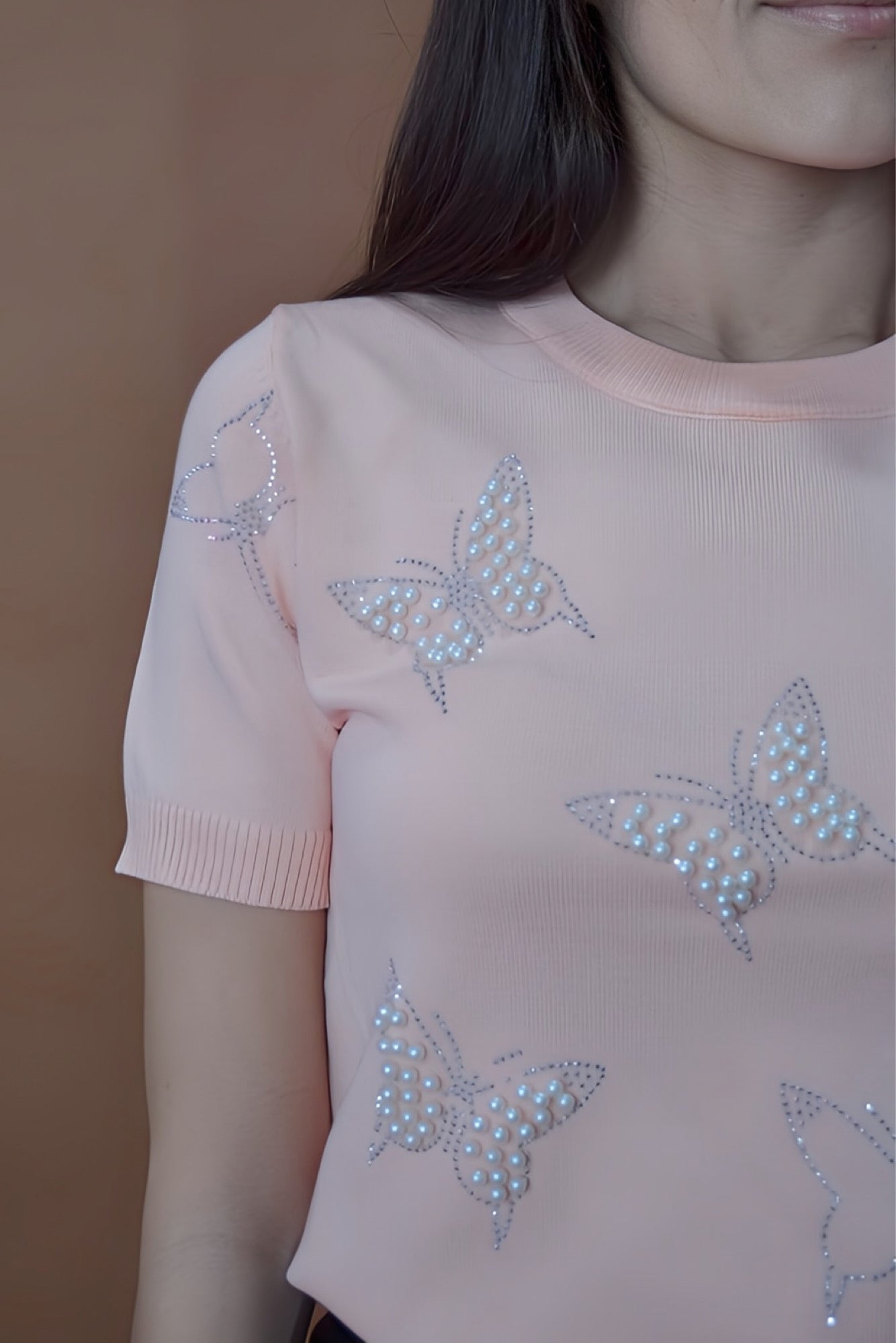 
                  
                    BUTTERFLY KNIT STONE-PEARL EMBELLISHED TOP
                  
                