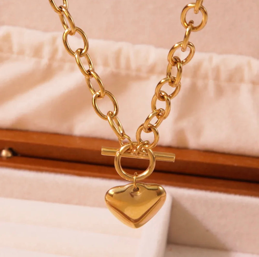 Elegant sexy simple style Heart shape 304 stainless steel 18k gold plated pendant