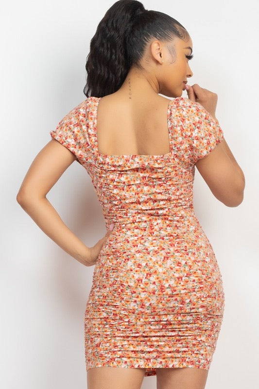 
                  
                    Ditsy Front Tie Shirred Bodycon Dress
                  
                