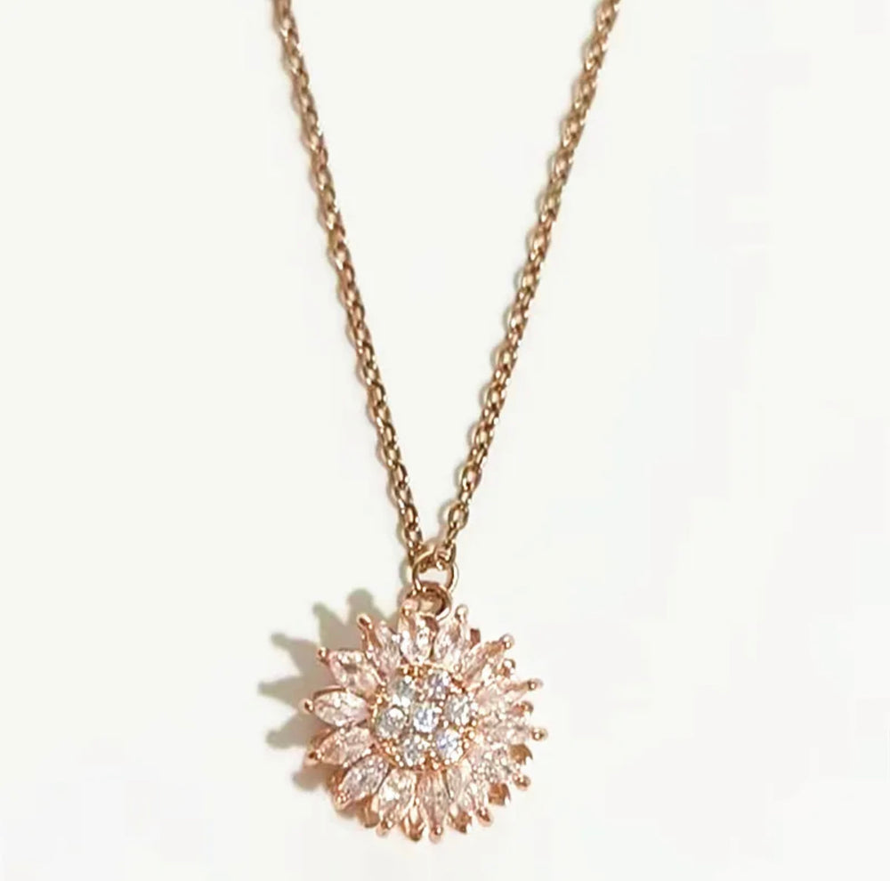 Titanium Steel Simple Style Fashion Plating Flowers Flower Zircon Necklace