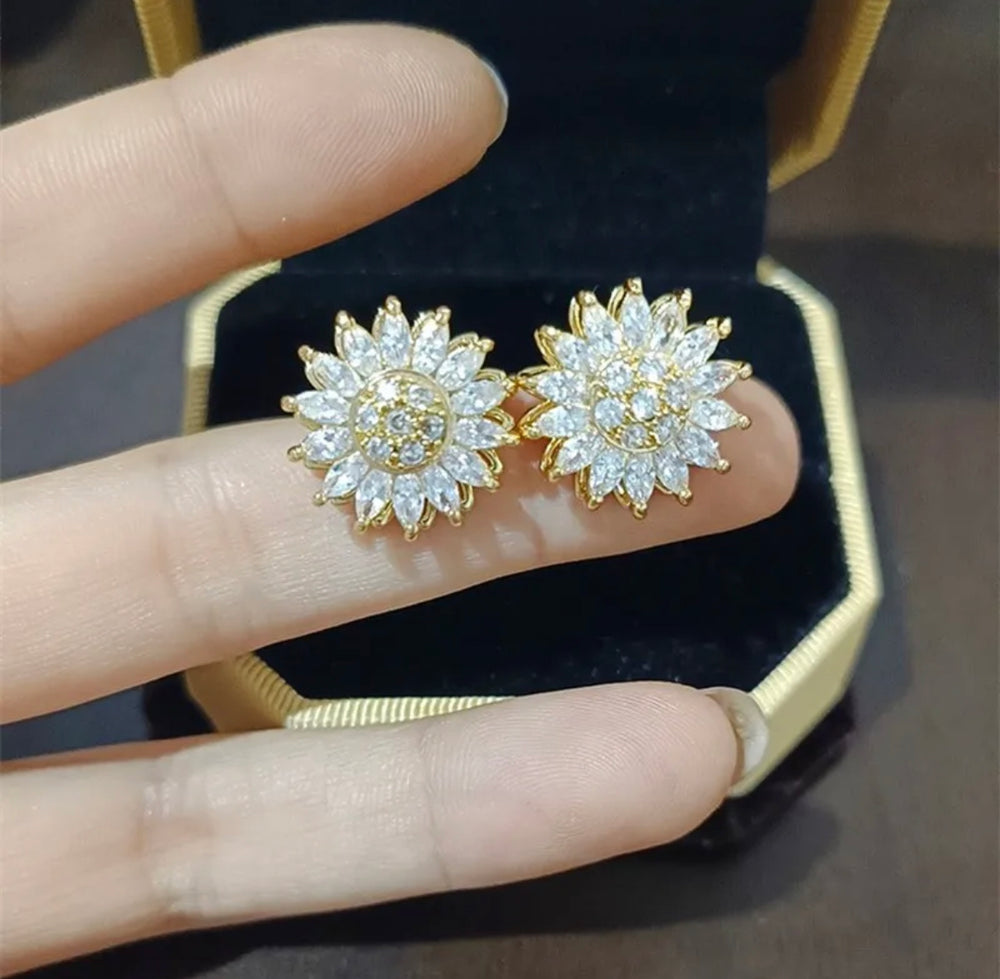 Titanium Steel Simple Style Fashion Plating Flowers Flower Zircon Necklace