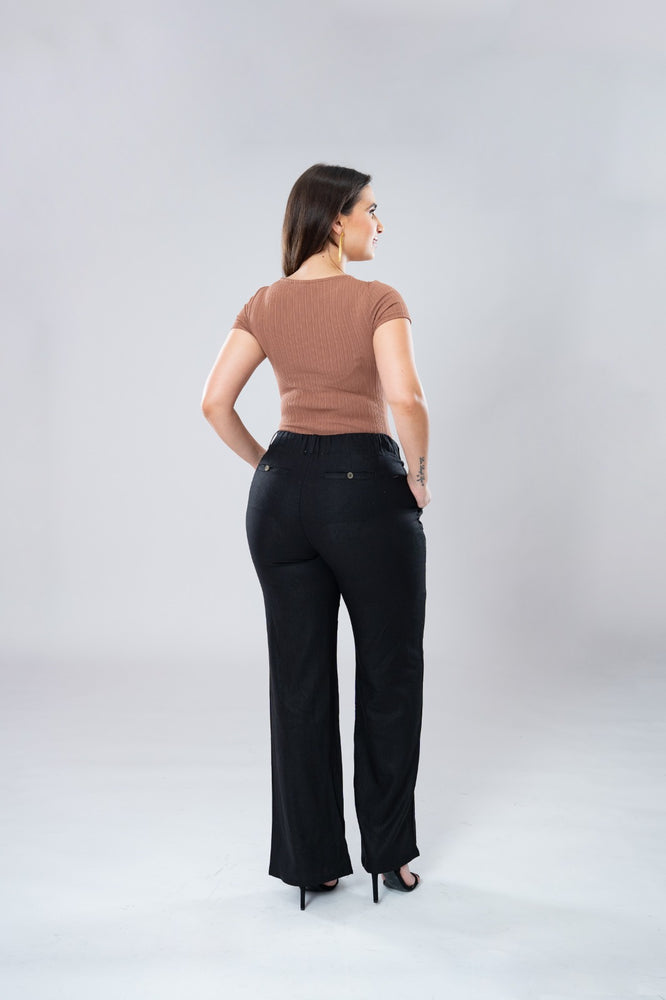 
                  
                    Linen blended straight leg pants
                  
                