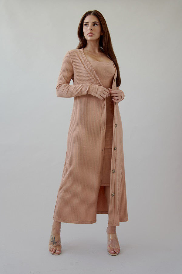 
                  
                    BIANCA MIDI DRESS CARDIGAN SET
                  
                